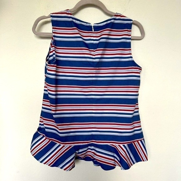Tommy Hilfiger nautical Striped Peplum Top SMALL red Blue Sleeveless - Picture 1 of 12